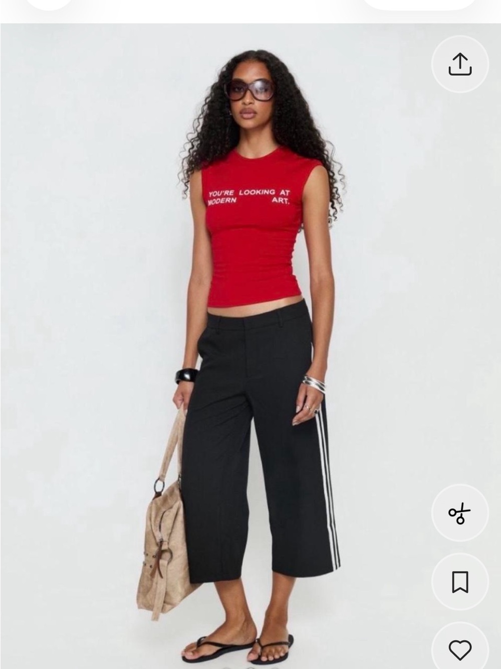 Princess Polly Genesis Black Cropped Wide-Leg Track Capris with Side Stripes